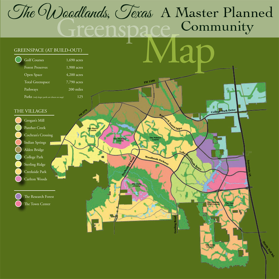 Woodland Map. Woodland Map the USA. Master planned community 2,200 people. Community plan